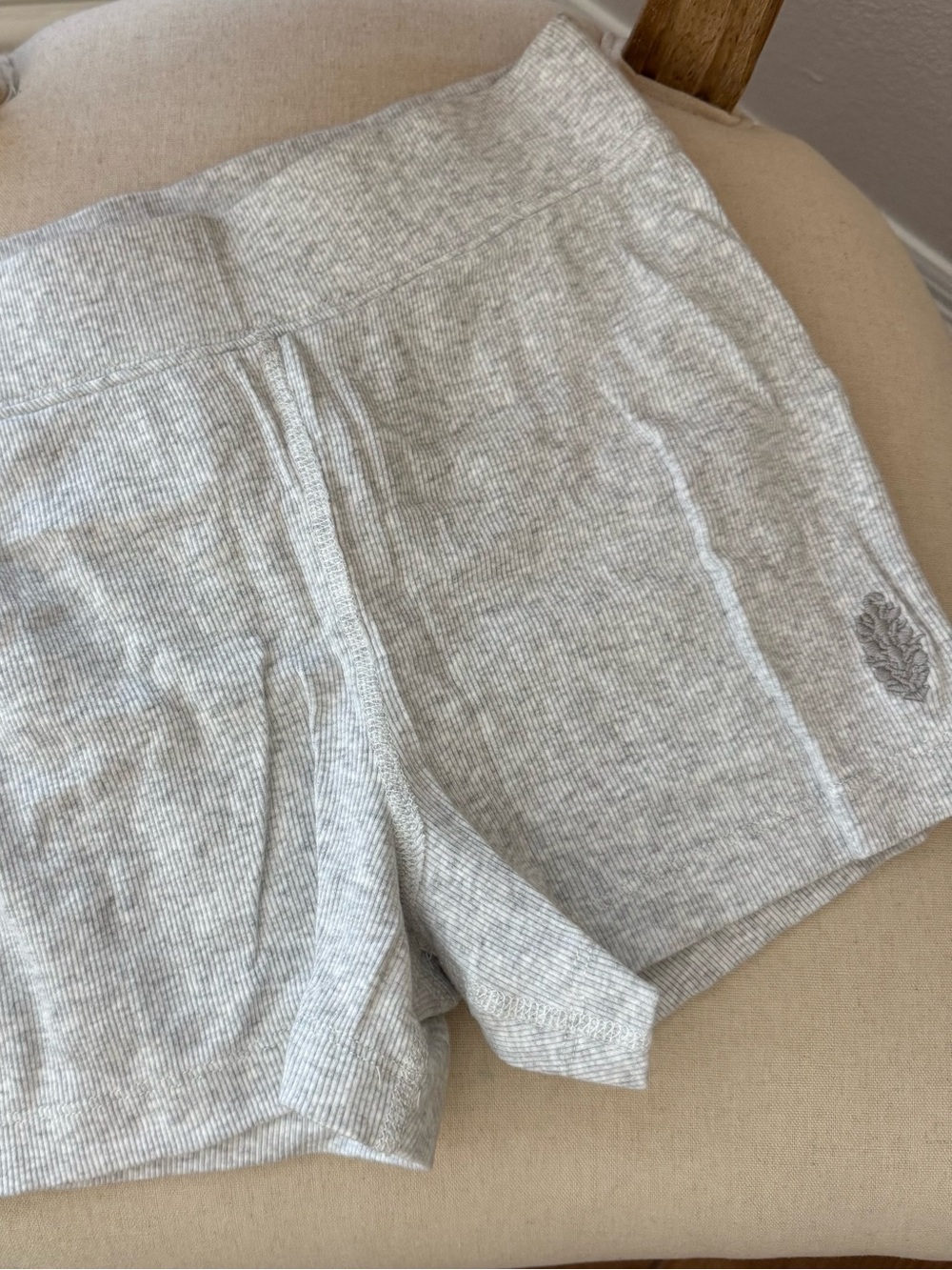 Free People Light Heather Gray Ribbed Lounge Shorts